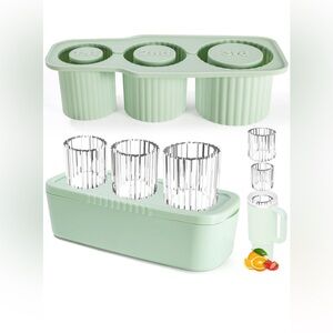 Ice Cube Tray for Stanley Cup with Lid and Bin for Freezer,3 Hollow Large Cylind